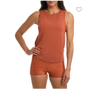 Citrus Lounge Around Jersey Tie Back Tank Top Clay Orange Size Small